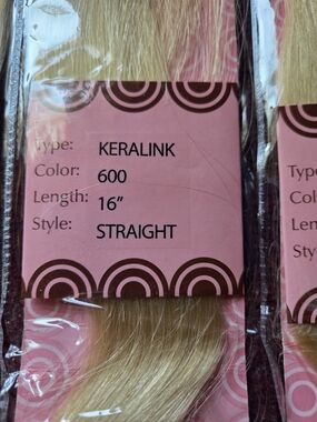 Keralink 16" Straight Hair Extensions — Color 600 (Light Blonde)